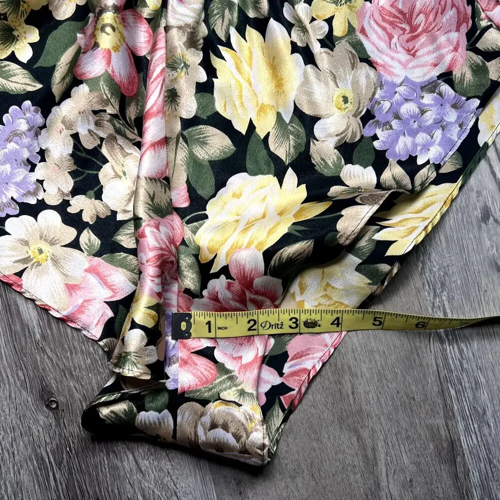 VICTORIA'S SECRET Gold Label Vtg Floral Print Satin Camisole & Short Pajama Set